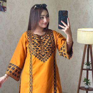 এমব্রয়ডারি  টু-পিস অরেঞ্জ